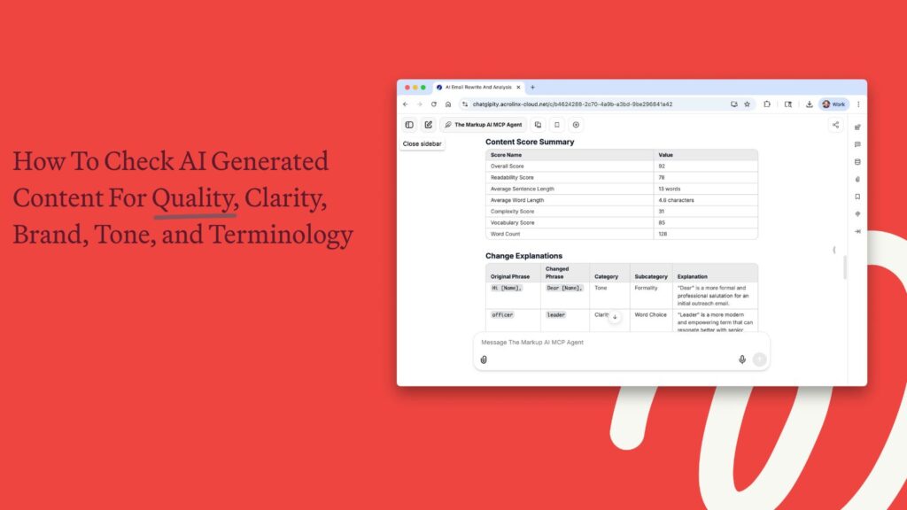 Checking AI Content blog poster. Screenshot of using Markup AI with MCP.