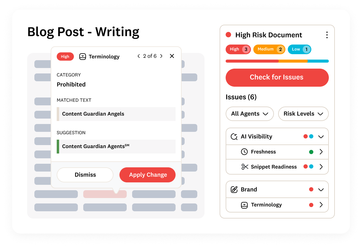 Product screenshot of Markup AI scoring content