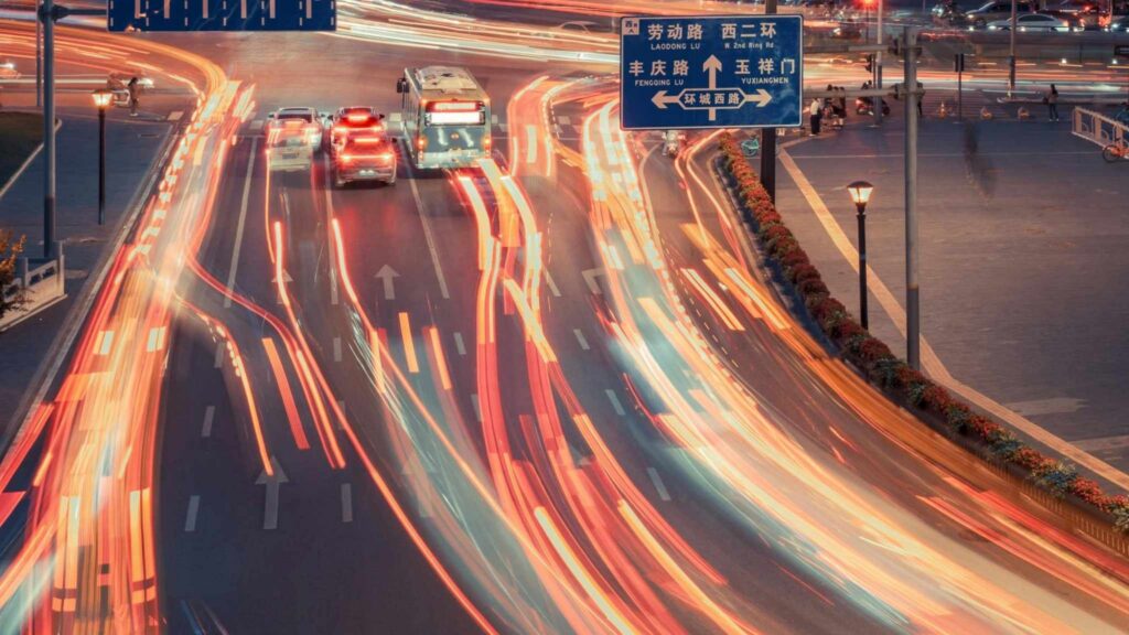 Blurred traffic.