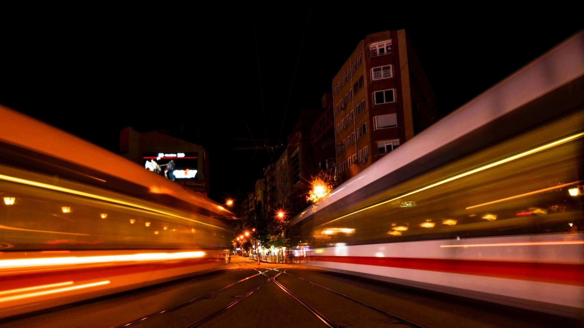 Blurred traffic at night.