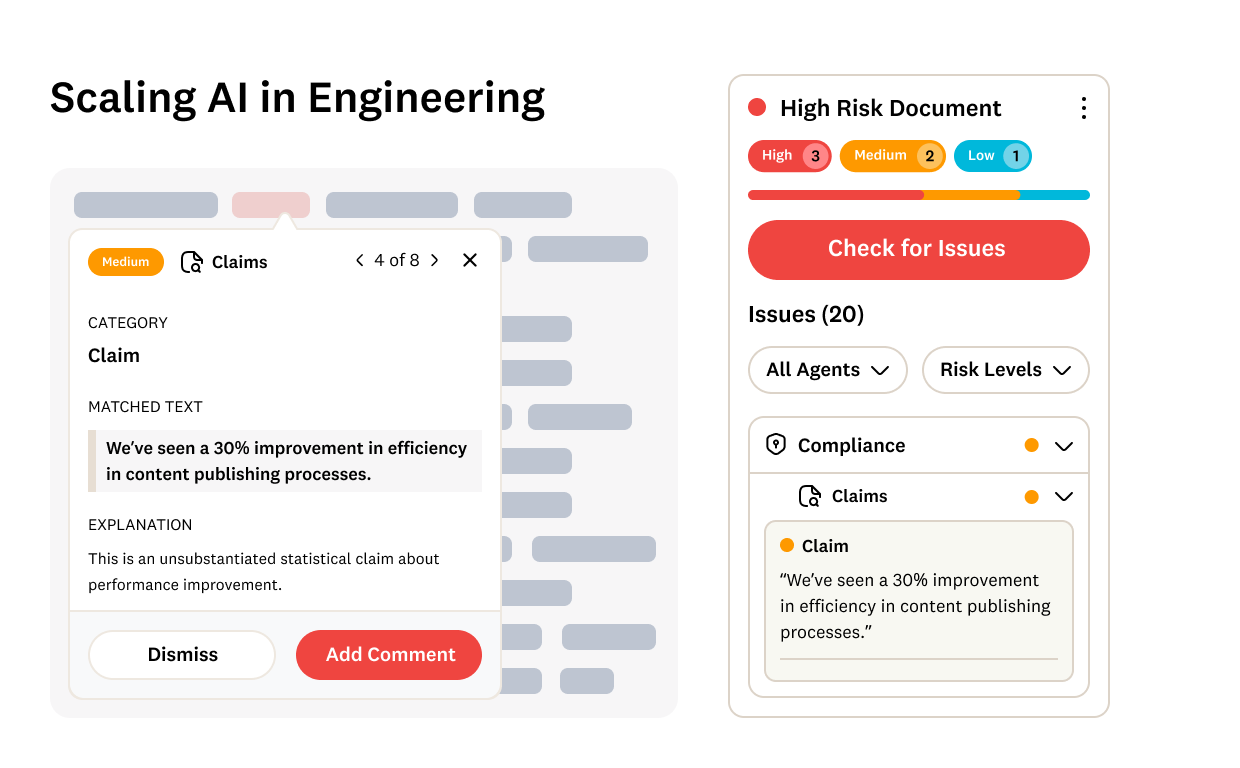 Markup AI finding a claim in the content that is a violation.