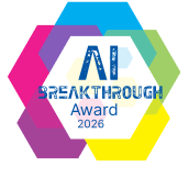 A colorful hexagon logo with “AI Breakthrough Award 2026” in blue text at the center, representing a technology achievement and answering the question: Who are we as innovators in the AI industry.