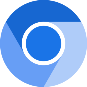 A circular logo with different shades of blue forming a segmented ring around a solid blue circle in the center, representing the Chromium web browser.