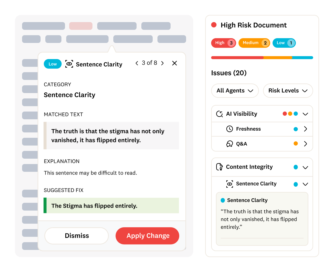 A digital interface displays a writing assistant tool.