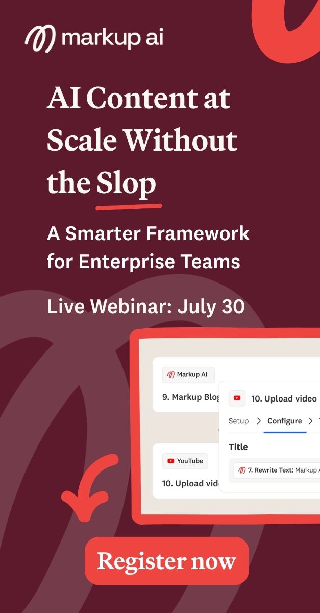 A popup featuring the Markup AI Stop The Slop Webinar.
