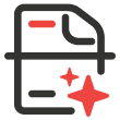 Icon of a stylized document with red accents and two red sparkles in the bottom right corner, suggesting cleanliness or a newly created file.