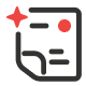 Icon of a hand holding a document with a red star in the top left and a red circle on the document, symbolizing important or highlighted information.